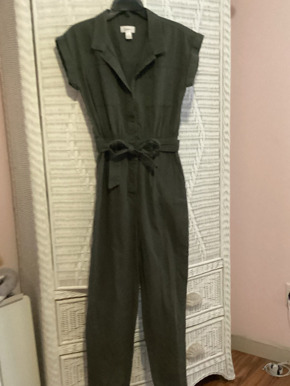 Japna Olive Utility Tie-Waist Jumpsuit